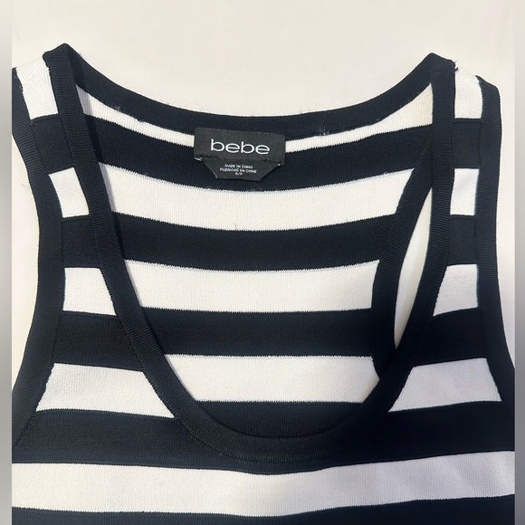 NWOT BEBE Black & White Striped Bodycon Dress🖤🤍 - Picture 3 of 7